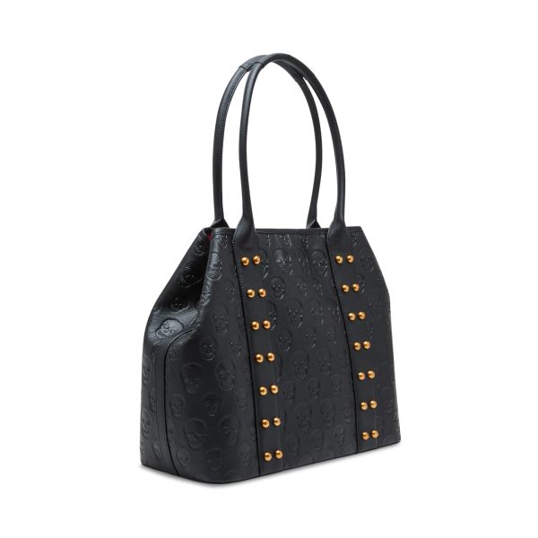 Black Statement Skull Print Tote