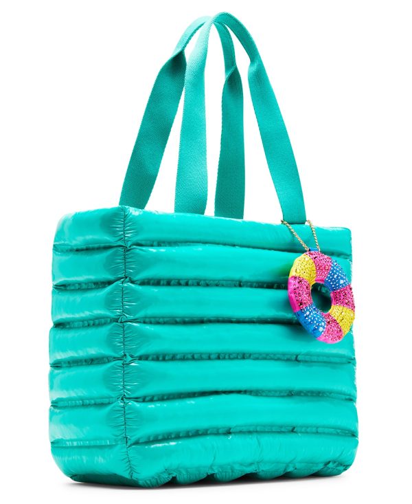 Fluffy tote with colorful donut charms