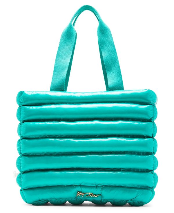Fluffy tote with colorful donut charms
