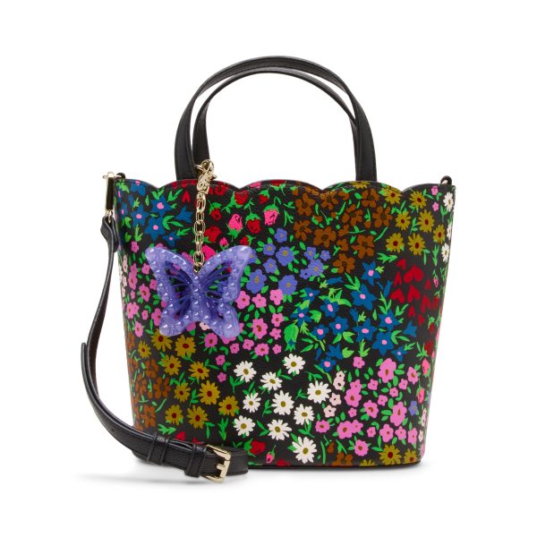 Vibrant tote bag with butterfly embellishment