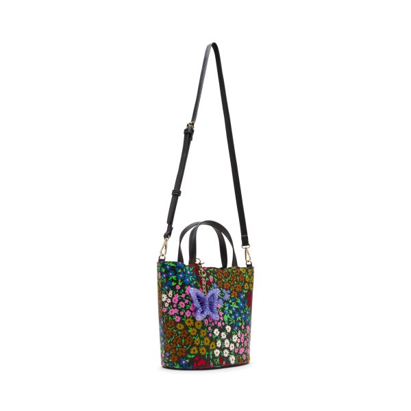 Vibrant tote bag with butterfly embellishment