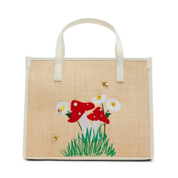 Woven floral shopping tote