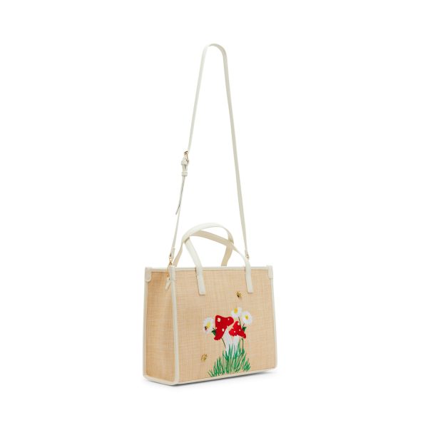 Woven floral shopping tote